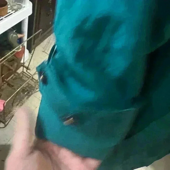 90s trench coat, green trench  coat, Junior Gallery by Fen-nelli Size 9/10 - Picture 3 of 8